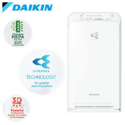 Máy Lọc Không Khí Daikin MC55UVM6 Công nghệ Streamer 3C Tích Hợp Ion Plasma Lõi Lọc Tuổi Thọ Lên Đến 10 Năm Diệt Khuẩn Và Lọc Sạch 99,97% Bụi Bẩn, Diện Tích Sử Dụng 40 m2, Công Suất 37W - Hàng Chính Hãng