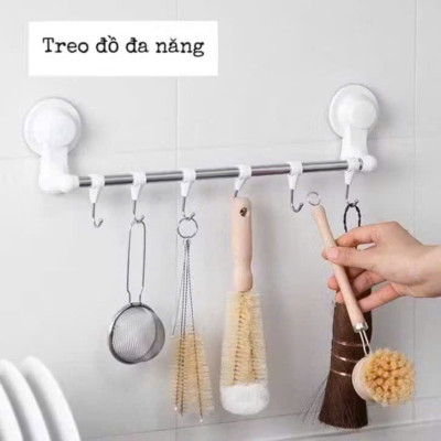 Móc Treo Đồ Hút Chân Không, Thanh Ngang Treo Đồ Kèm Móc - HÀNG CHÍNH HÃNG MINIIN