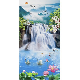 TRANH DÁN TƯỜNG 3D THÁC NƯỚC DỌC TÍCH HỢP SẴN KEO - DỄ DÁN