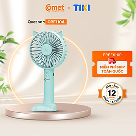 Quạt Sạc Cầm Tay COMET CRF1104 Công Suất 3W, Pin 1200mAh, Có Đế Rời, Kích Thước Nhỏ Gọn - Hàng chính hãng