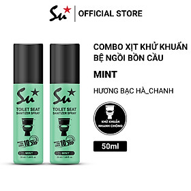 Combo 2 chai Xịt khử khuẩn bệ ngồi bồn cầu Su Star hương chanh và bạc hà, loại bỏ 99.999% (50ml)