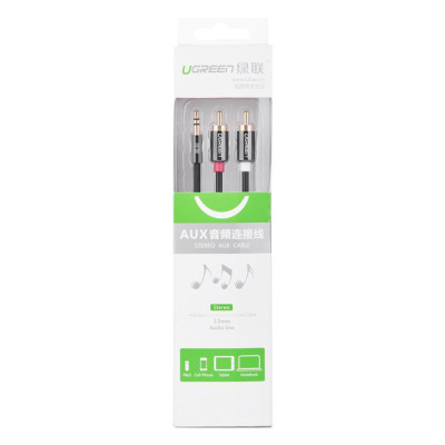 Cáp AV 3.5mm Male To 2RCA Male Ugreen AV116 10583 - Đen - Hàng Chính Hãng