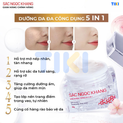 Bộ kem dưỡng ngày và đêm: Kem ban ngày 5 trong 1 (30ml) + Kem ban đêm (30g) giúp dưỡng ẩm, nâng tông, sáng da, làm mờ vết thâm, sạm, nám