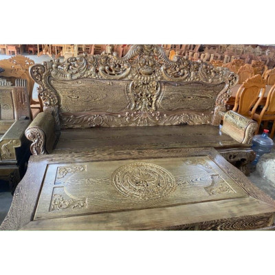 Bộ bàn ghế gỗ mun đuôi công khổng tử sang trọng