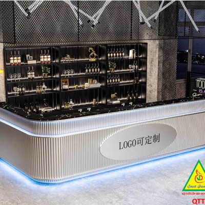 Bàn thu ngân, bàn lễ tân, bàn tính tiền bằng gỗ MDF QTT502 - NỘI THẤT LẮP RÁP VIENDONGADV