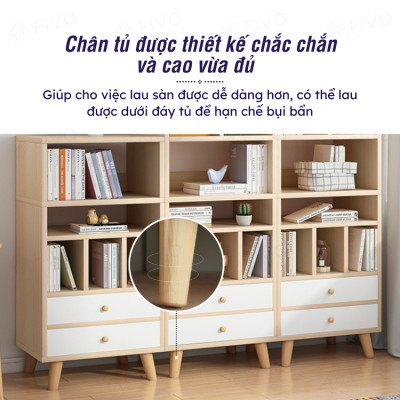 Tủ Kệ Sách Trang Trí FIVO Mã FB61 Nội Thất Lắp Ráp Đơn Giản, Thiết Kế Nhiều Ngăn Và Hộc Tủ Mở Rộng Diện tích Đựng Đồ (Màu Trắng)