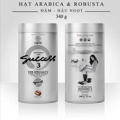 Combo 2 Lon Cà Phê Hạt Mộc Trung Nguyên Legend Success 3 – Lon 340g – Hương Vị Espresso Sáng Tạo, Vị Êm Hơi Đắng