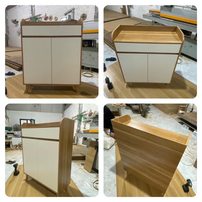 tủ giày dép gỗ công nghiệp 80x104x30 - mẫu 2 cánh, 1 ngăn kéo - chân gỗ sồi