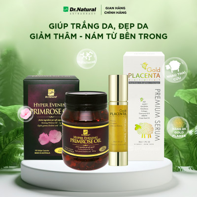 Bộ Sản Phẩm Đẹp Da, Giảm Nám: Hyper Evening Primrose Oil 180 Viên, Serum Vàng Nhau Thai Cừu 50ml