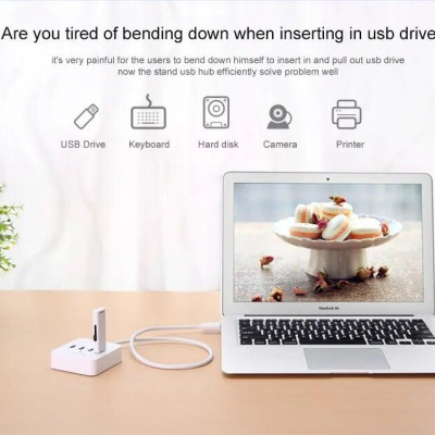 Ugreen UG30202CR118TK 1M màu Trắng Bộ chia HUB USB 3.0 sang 4 USB 3.0 có khay đỡ hỗ trợ nguồn 5V cao cấp - HÀNG CHÍNH HÃNG