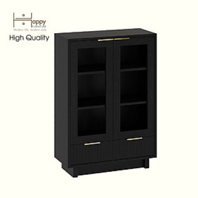 HAPPY FURNITURE , Tủ lưu trữ 2 ngăn kéo 2 cửa kính- NAMI, TLT_042 , 70cm x 30cm x 100cm DxRxC