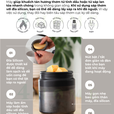 Máy khuếch tán hương thơm đĩa Silicon - Natural Linen