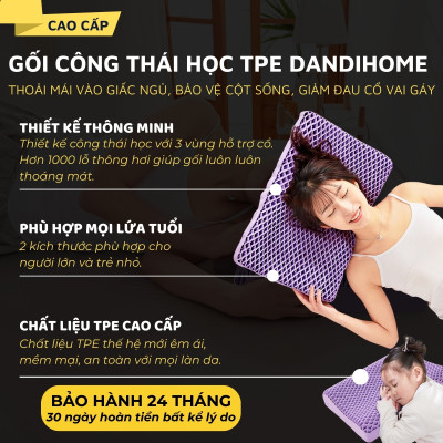 Gối công thái học TPE DandiHome - chống đau cổ vai gáy