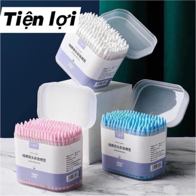 Dụng cụ làm đẹp sức khỏe  _Hộp 200c tăm bông ráy tai lớn  cao cấp với 2 đầu tăm thiết kế hình dáng khác nhau làm sạch sâu bên trong , phù hợp cho mọi người 