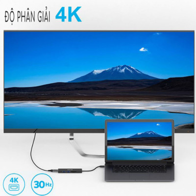 Bộ Hub QGeeM đa năng 5 trong 1 dành cho MacBook Pro 13/15 Surface Go, USB C Adapter - Hàng chính hãng