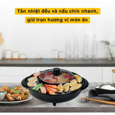 Bếp Lẩu, Nướng Điện 2 Trong 1 Đa Năng Phong Cách Hàn Quốc - Hàng Chính Hãng