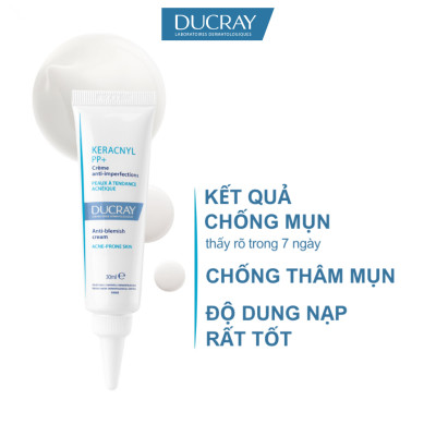 Kem ngừa mụn viêm & thâm chuyên biệt dành cho da nhờn, tổn thương Ducray Keracnyl PP+ Anti-Blemish Cream 30ml