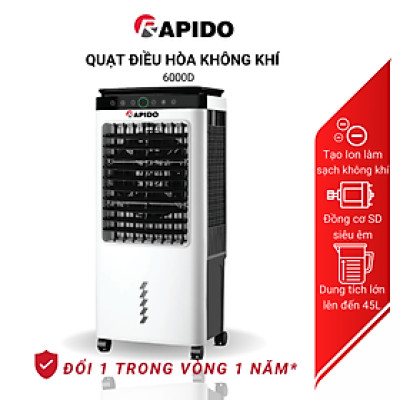 Quạt điều hòa 6000D, chính hãng của Rapido, bảo hành toàn quốc 1 năm, tặng kèm 2 khay nước - hàng chính hãng