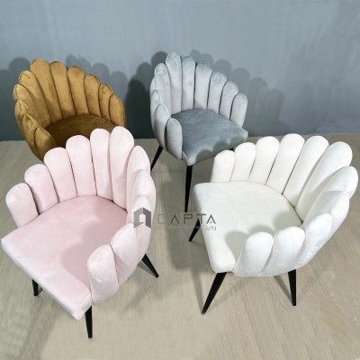 Ghế trang điểm nệm vải nhung LARA 4A-F Nội thất Capta Ghế cafe tiếp khách cho spa, thẩm mỹ viện Ghế nữ làm việc học bài có tay tựa