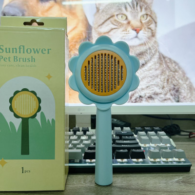 Lược chải lông gỡ rối cho chó mèo hình hoa dướng dương có nút bấm đẩy lông thừa