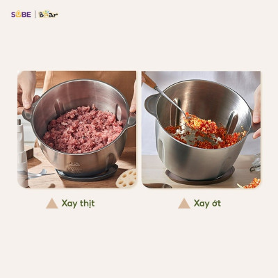 Máy Xay Thịt Bear Cối Xay Thịt Máy Xay Thịt Đa Năng Máy Xay Rau Củ Xay Nhuyễn Thịt Cá 4 Lưỡi Dao CH-4H03F - Hàng chính hãng