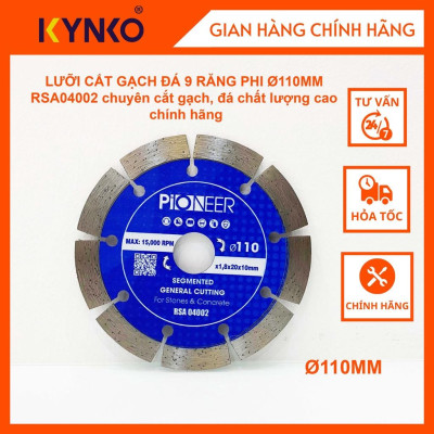 LƯỠI CẮT GẠCH ĐÁ 9 RĂNG PHI Ø 110MM RSA04002 chuyên cắt gạch, đá chất lượng cao chính hãng