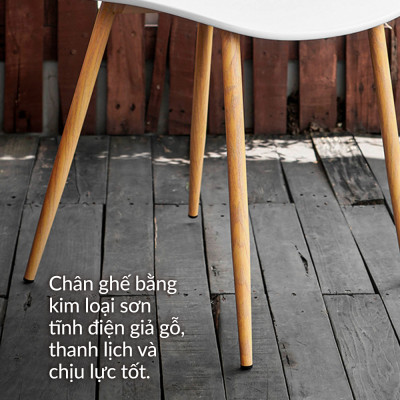 Ghế cafe mặt nhựa chân kim loại giả gỗ Carbo