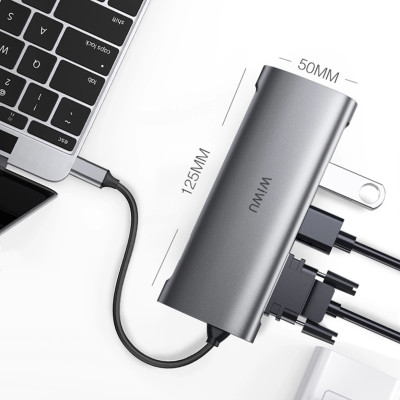 BỘ CHUYỂN ĐỔI WIWU ALPHA A11312H 11 IN 1 USB TYPE C HUB Chất Liệu Hợp Kim Nhôm, Khả Năng Tương Thích Rộng Rãi - Hàng Chính Hãng