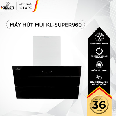Máy hút mùi KIELER KL-SUPER960 công suất hút cao, không gây tiếng ồn, kiểu vát kính sang trọng, điều khiển bằng cử chỉ - Hàng Chính Hãng