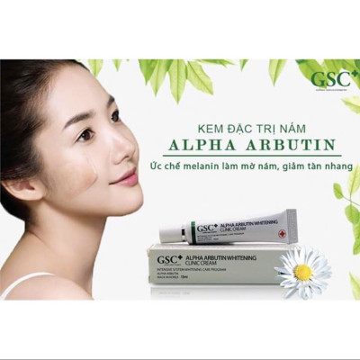Kem hỗ trợ giảm thâm nám làm trắng da GSC ALPHA ARBUTIN WHITENING CLINIC CREAM