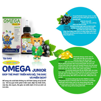 Pharmalife Fitobimbi OMEGA Junior Phát triển não bộ cho bé, tốt cho mắt, Lọ nhỏ giọt 30ml