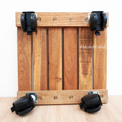 Đế Lót Chậu Cây Có Bánh Xe Dùng Để Chậu Cây Chậu Hoa Ngoài Trời Hoặc Trong Văn Phòng Giúp Không Gian Gọn Gàng Sạch Sẽ - Đế Vuông Màu Vàng Cạnh 30Cm Gỗ Tràm Bền Bỉ Thương Hiệu ANKAN