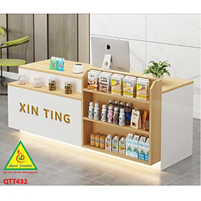 Quầy tính tiền, Bàn thu ngân cho cửa hàng tiện lợi, siêu thị mini QTT432 - NỘI THẤT LẮP RÁP VIENDONGADV
