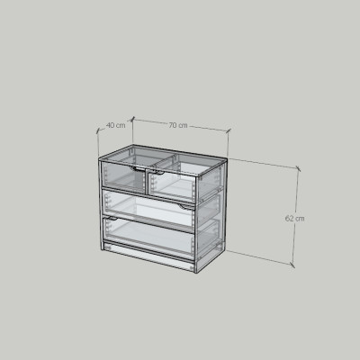 HAPPY FURNITURE , Tủ lưu trữ 4 ngăn kéo - ASO, THK_300 , 70cm x 40cm x 62cm DxRxC