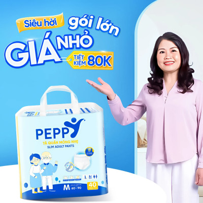 [GÓI LỚN TIẾT KIỆM] Tã/Bỉm Quần Người Lớn, Người Già Peppy Siêu Mỏng, Siêu Thấm, Kháng Khuẩn size M/L (40 Miếng)