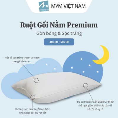 Ruột Gối Nằm Microfiber Sọc Trắng MYM Tiêu Chuẩn Khách Sạn Cao Cấp