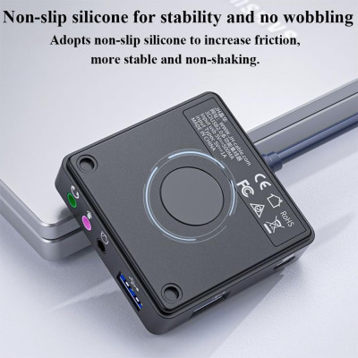 SOAIY HUB USB Đa Năng Hỗ Trợ 2 Cổng Audio Cùng Lúc Headphone 2 Jack + AUX 3.5mm, USB Có Núm Chỉnh Âm Lượng JH-N962 - Hàng Nhập Khẩu