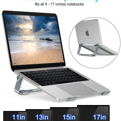 Giá đỡ Aluminum hiệu CHOETECH H033 cho Macbook Laptop 9 inch đến 17 inch giúp tản nhiệt thiết kế nhôm nguyên khối chống mỏi cổ khi làm việc - Hàng chính hãng