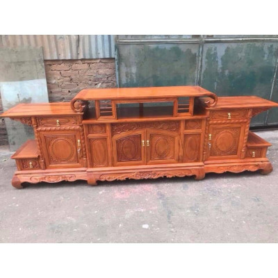 Kệ tivi kiểu Vòm gỗ gõ đỏ