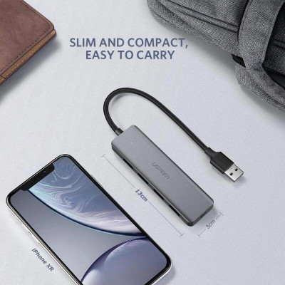 Ugreen UG50985CM219TK 15CM Màu đen Bộ chia USB 3.0 ra 4 cổng hỗ trợ nguồn phụ Micro USB - HÀNG CHÍNH HÃNG