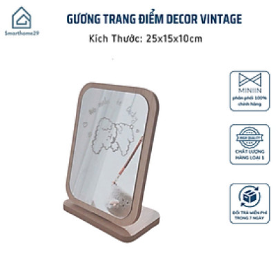 Gương Gỗ Hàn Quốc Để Bàn – Gương Trang Điểm Decor Vintage Sang Trọng - HÀNG CHÍNH HÃNG MINIIN