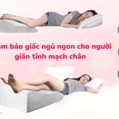 Gối Chống Giãn Tĩnh Mạch Kê Cao Chân Giúp Giảm Tê Buốt, Phù Nề Chân Và Vọp Bẻ Tặng Kèm Áo Vải Lưới 5D Thoáng Mát Được Bọc Sẵng