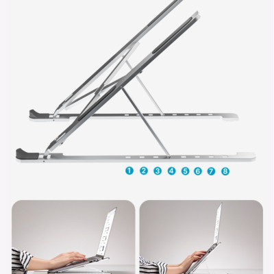 Kệ giá đỡ nhôm dành cho máy tính laptop macbook ipad 7 nấc điều chỉnh độ cao gấp gọn - Hàng chính hãng