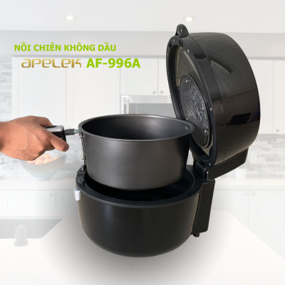 Nồi chiên không dầu APELEK AF-996A 6.5L - Hàng chính hãng - Mặt kính trong suốt tiện lợi - Dung tích nồi 6.5L - Bảng điều khiển cảm ứng - Công nghệ Rapid Air giảm đến 80% lượng dầu mỡ