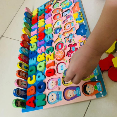 Đồ Chơi Gỗ, Bảng Gỗ Thông Minh 7in1, Đồ Chơi Câu Cá 88 Chi Tiết, Học Số, Học Chữ, Phương Tiện, Gia Đình, Đồ Chơi Giáo Dục