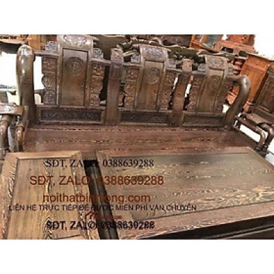 Bàn ghế tần thủy hoàng gỗ mun đuôi công tay 12 đẹp