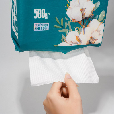 TẶNG MÓC TREO_Khăn vải rút khô đa năng EcoWipes 500Gr túi rút treo tường lau mặt tẩy trang