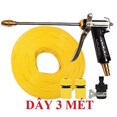 ️ Bộ dây vòi xịt nước rửa xe,tưới cây ,tăng áp 3 lần,loại 3m,5m 206318 đầu đồng,cút,nối nhựa đen+ đai
