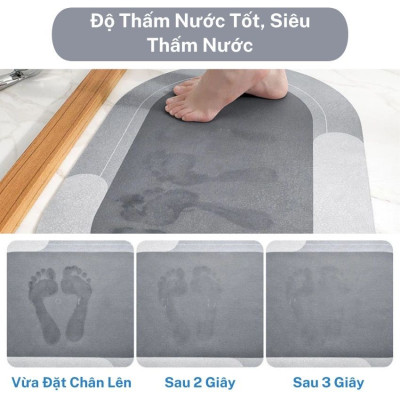 Thảm Lau Chân Silicon Hình Chữ Nhật Cao Cấp Siêu Thấm Hút Nước Nhanh Kích Thước 40x60cm - Thảm Chùi Chân Đế Cao Su Chống Trơn Trượt Giao Màu Ngẫu Nhiên
