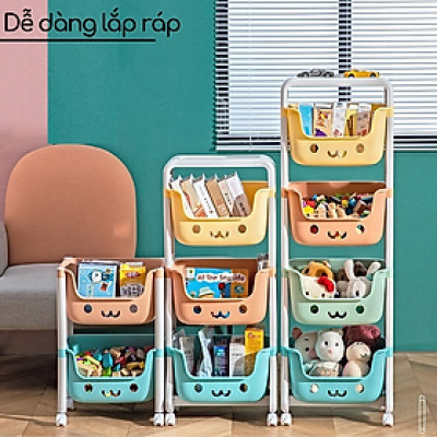 Kệ đựng đồ chơi cho bé rèn tính gọn gàng đồ bỉm sữa đồ dùng trẻ em 2- 3-4 tầng đa năng có bánh xe